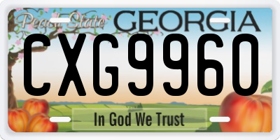 GA license plate CXG9960