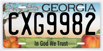 GA license plate CXG9982