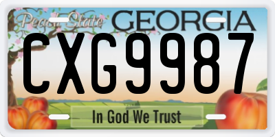 GA license plate CXG9987