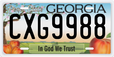 GA license plate CXG9988