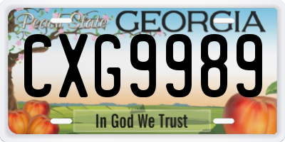 GA license plate CXG9989