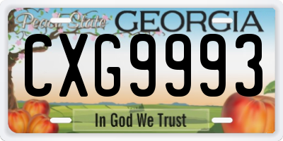 GA license plate CXG9993