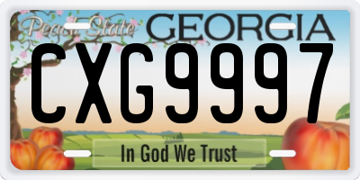 GA license plate CXG9997
