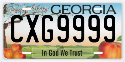 GA license plate CXG9999