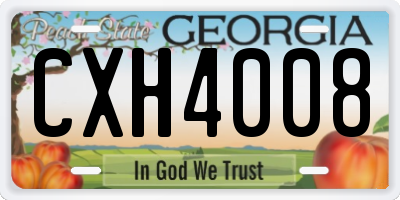 GA license plate CXH4008