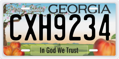GA license plate CXH9234