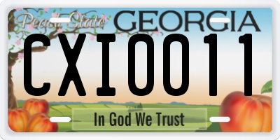 GA license plate CXI0011