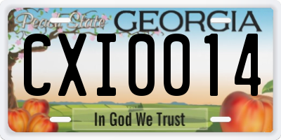 GA license plate CXI0014