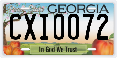 GA license plate CXI0072