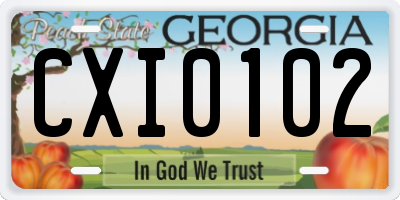 GA license plate CXI0102