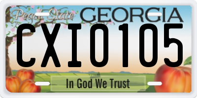 GA license plate CXI0105