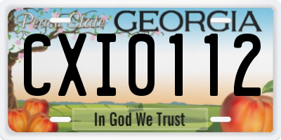 GA license plate CXI0112