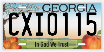 GA license plate CXI0115