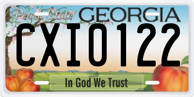 GA license plate CXI0122