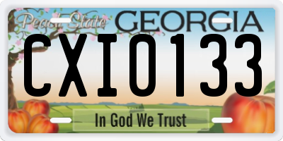 GA license plate CXI0133