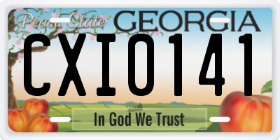 GA license plate CXI0141