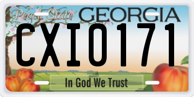 GA license plate CXI0171