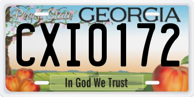 GA license plate CXI0172