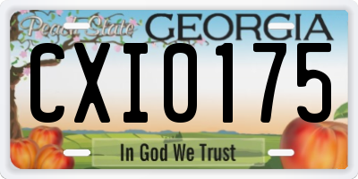 GA license plate CXI0175