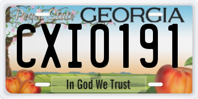 GA license plate CXI0191