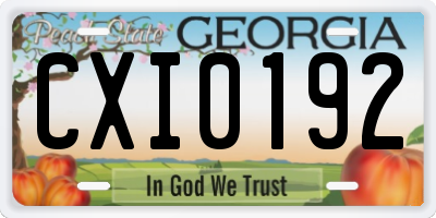 GA license plate CXI0192