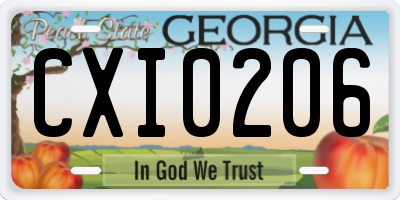 GA license plate CXI0206