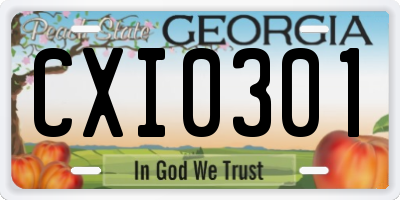 GA license plate CXI0301