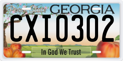 GA license plate CXI0302