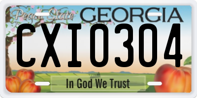 GA license plate CXI0304