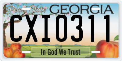 GA license plate CXI0311