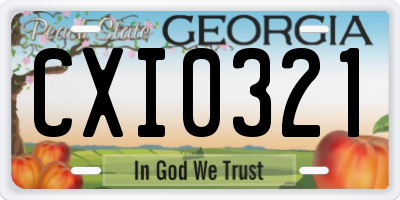 GA license plate CXI0321