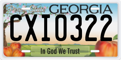 GA license plate CXI0322