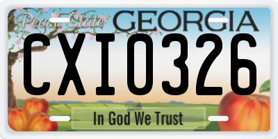 GA license plate CXI0326