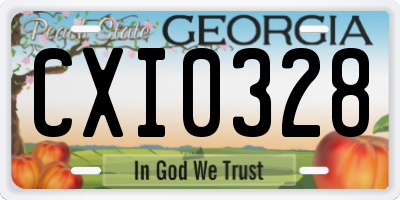 GA license plate CXI0328