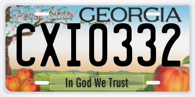 GA license plate CXI0332