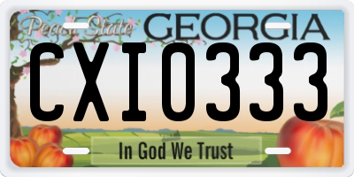 GA license plate CXI0333