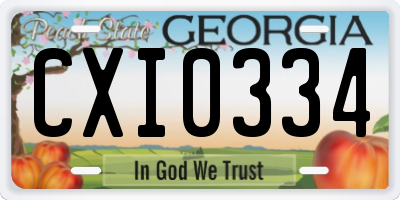 GA license plate CXI0334