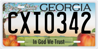 GA license plate CXI0342