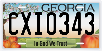 GA license plate CXI0343