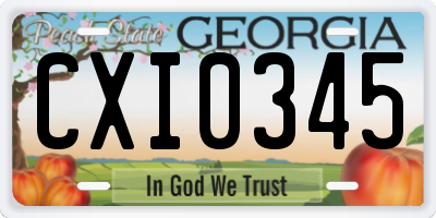 GA license plate CXI0345