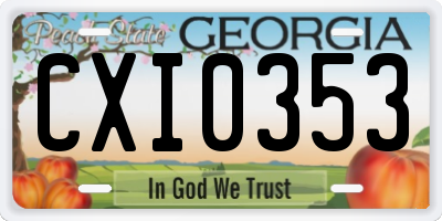 GA license plate CXI0353