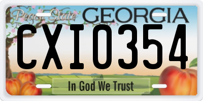 GA license plate CXI0354