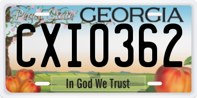 GA license plate CXI0362