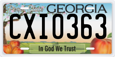 GA license plate CXI0363