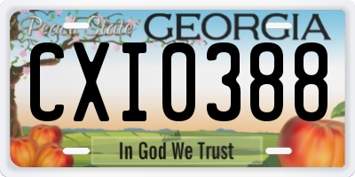 GA license plate CXI0388