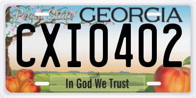 GA license plate CXI0402