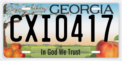 GA license plate CXI0417