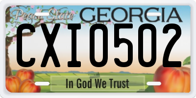 GA license plate CXI0502