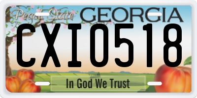 GA license plate CXI0518