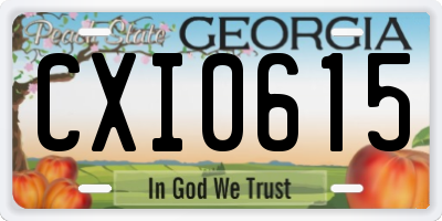 GA license plate CXI0615
